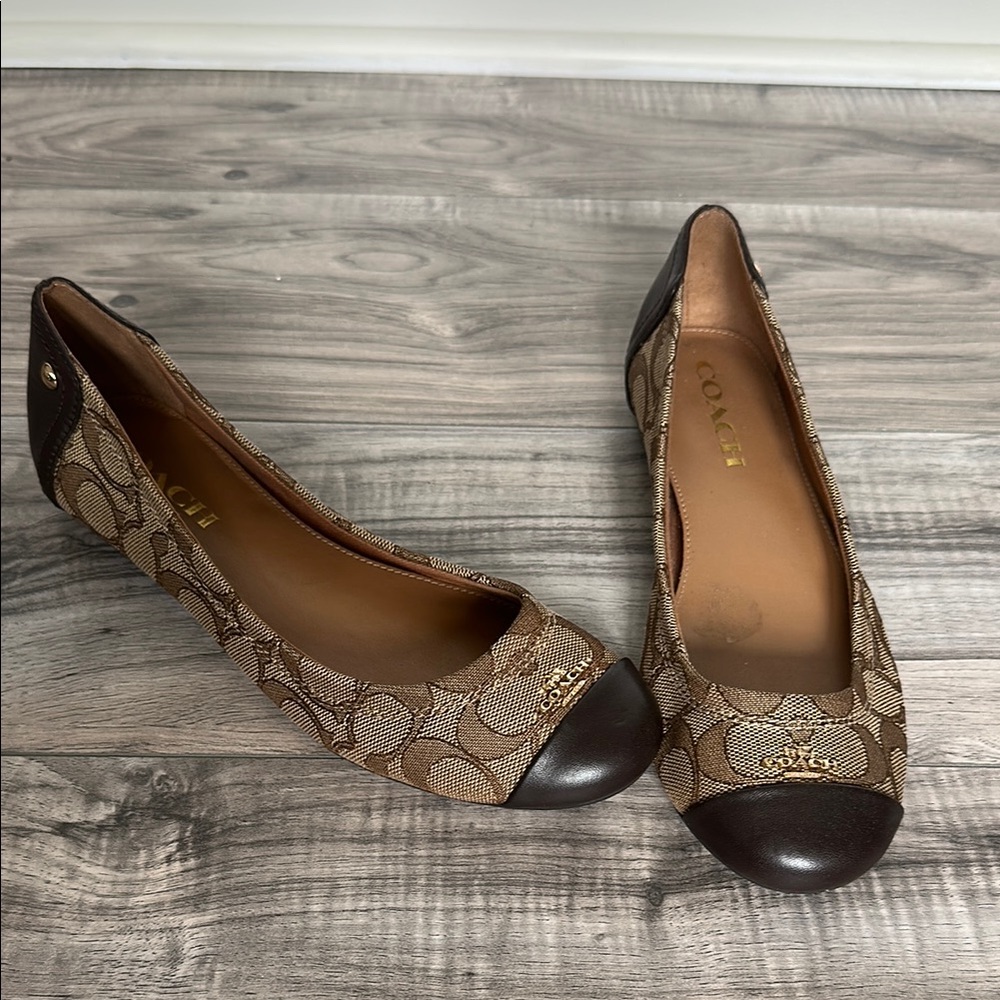 Coach Brown Signature Logo Cap Toe Flats